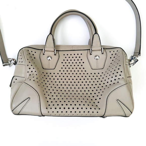 Rag & Bone Small Flight Perforated Leather Satchel Crossbody in Clay - Picture 2 of 9